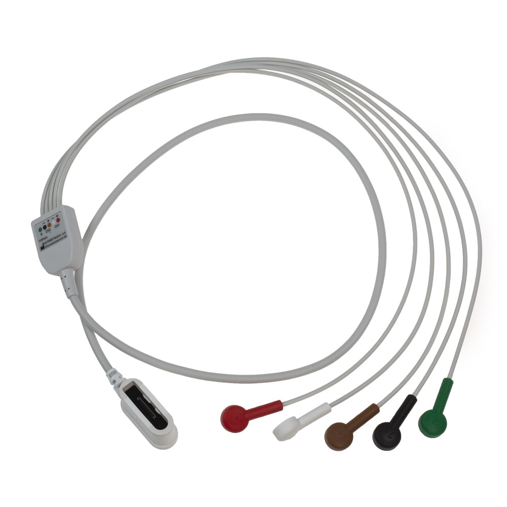 Langzeit-EKG Elektrodenkabel-Set, Fünf Elektrodenkabel, Zwei Kanal, 105 cm (41 in), AHA, Seer 1000 Langzeit-EKG Elektrodenkabel-Set, Fünf Elektrodenkabel, Zwei Kanal, 105 cm (41 in), AHA, Seer 1000