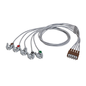 EKG Elektrodenkabel-Set, 5-lead, gruppiert, Klammer, AHA, 74 cm/ 29 in EKG Elektrodenkabel-Set, 5-lead, gruppiert, Klammer, AHA, 74 cm/ 29 in